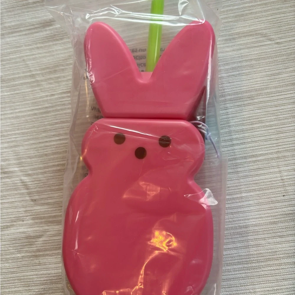 NWT PEEPS Pink Bunny Shaped Cup with Straw- Easter bunny cup - Picture 1 of 5